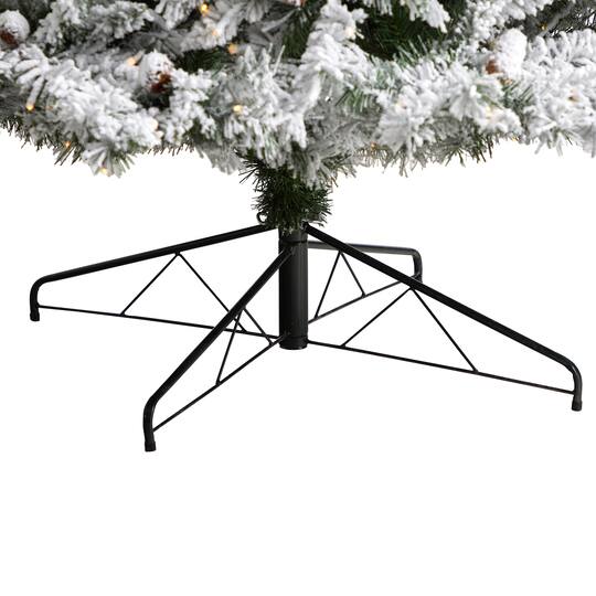 10ft. Pre-Lit Flocked White River Mountain Pine Artificial Christmas Tree, Clear LED Lights